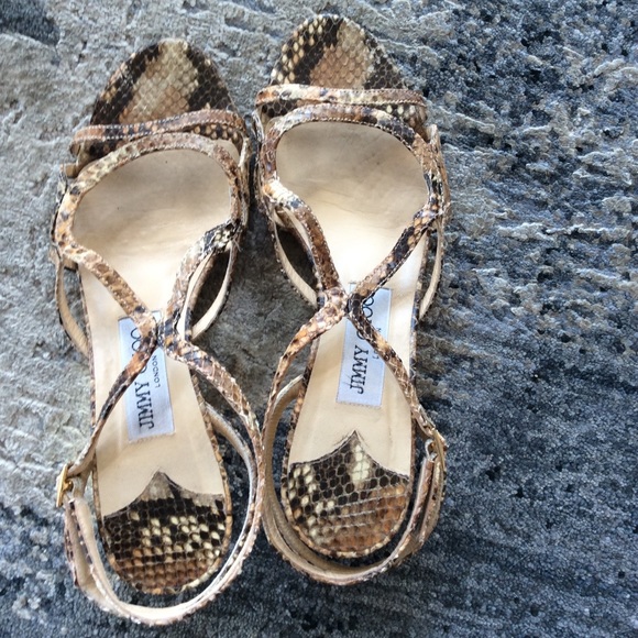 Like new-JIMMY CHOO SNAKE SKIN SANDALS - Picture 3 of 7